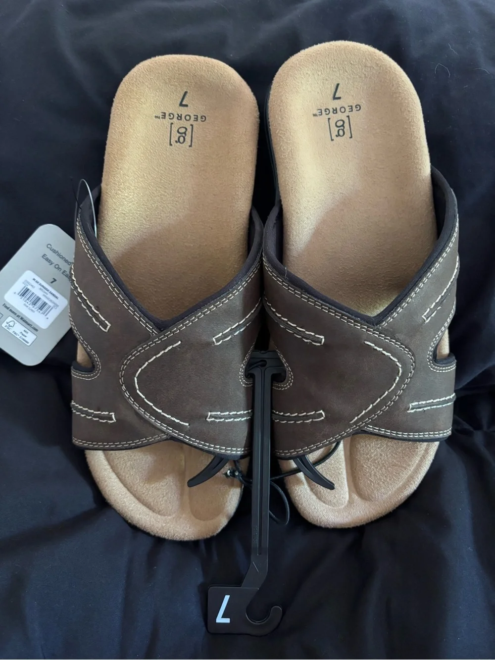 George Men’s Brown Cushioned Slide Sandals Size 7 New With Tags